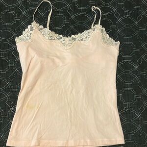 Aeropostale pink lace trim built in bra camisole